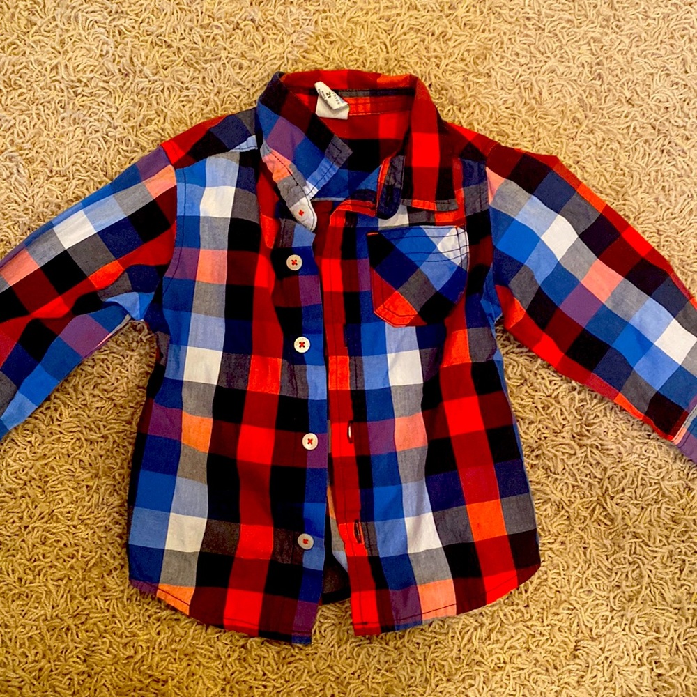 NICE 2T Buttoned Collared Lightweight Plaid shirt